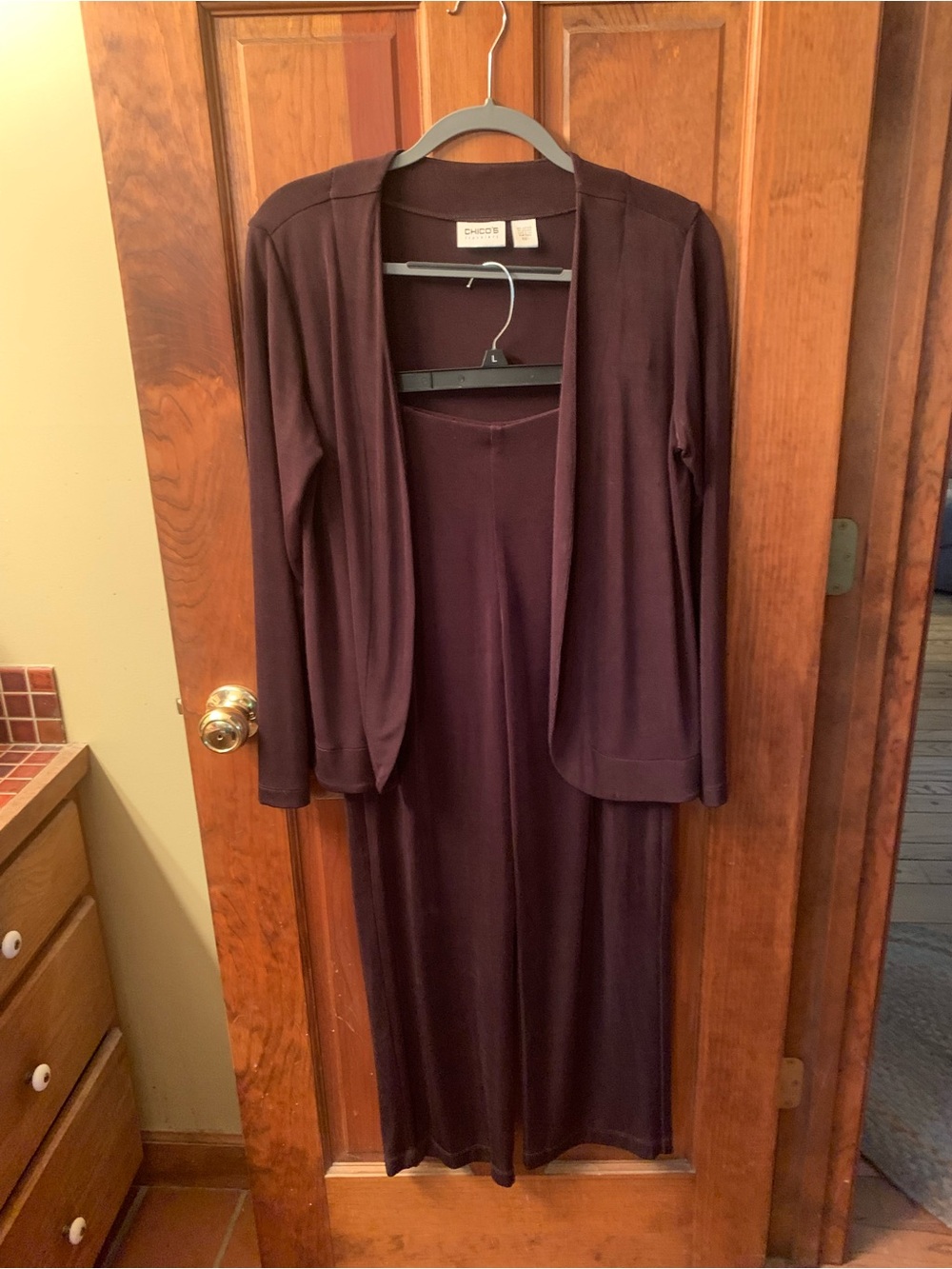 Chico Travelers, JACKET and PANTS, DARK BROWN both size 1 or 8-10 Medium. 2 PC.